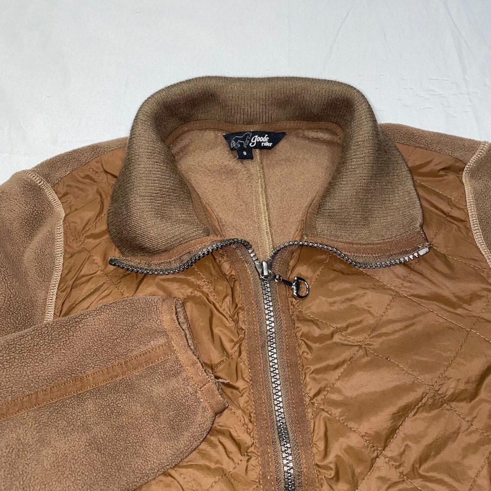 Goode Rider Brown Quilted Fleece Full Zip Equestrian Jacket Womens Small